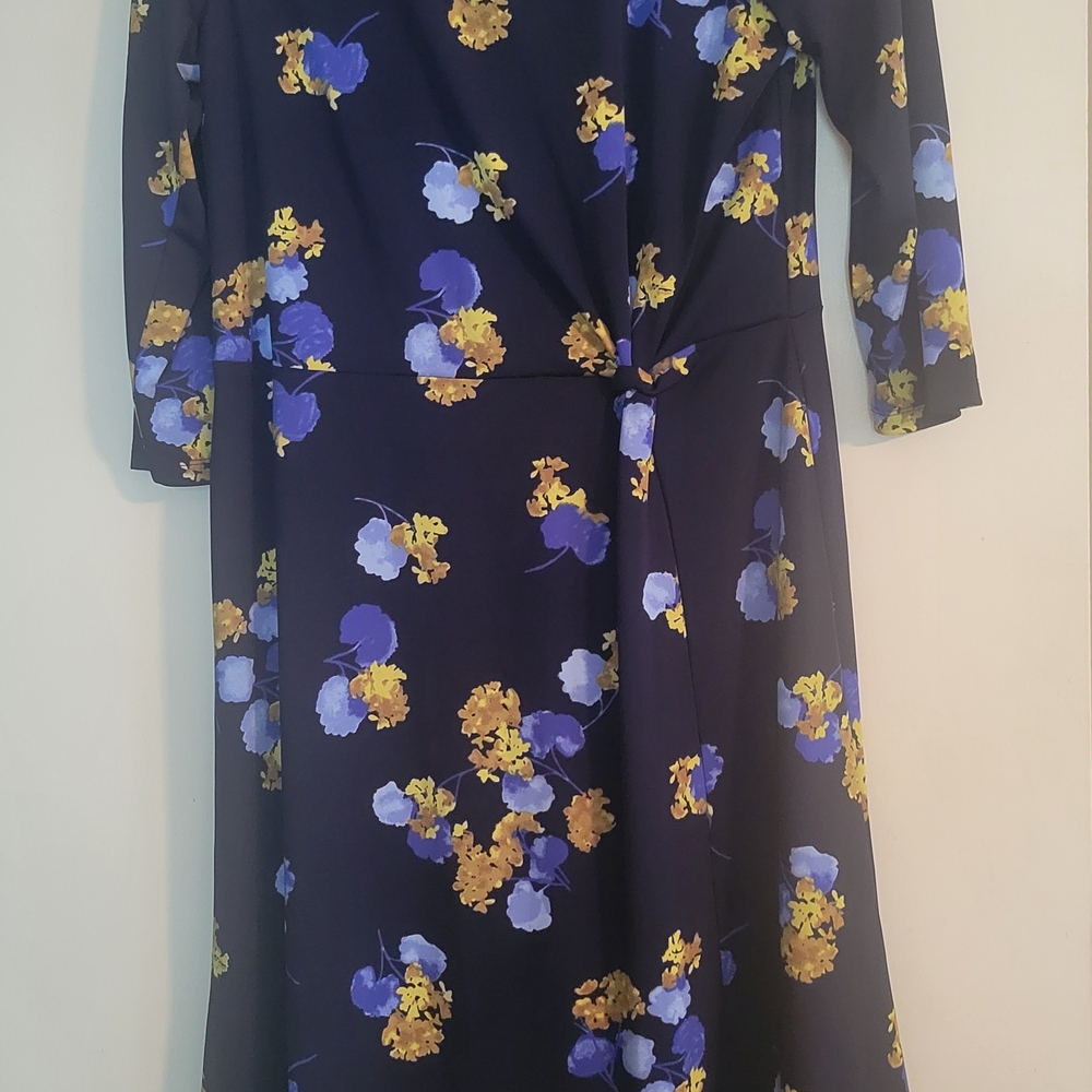 Talbots Blue and Gold 3/4 Sleeve Sundress